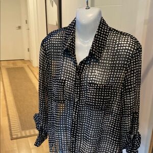 Chaus Black and White Polka Dot Blouse